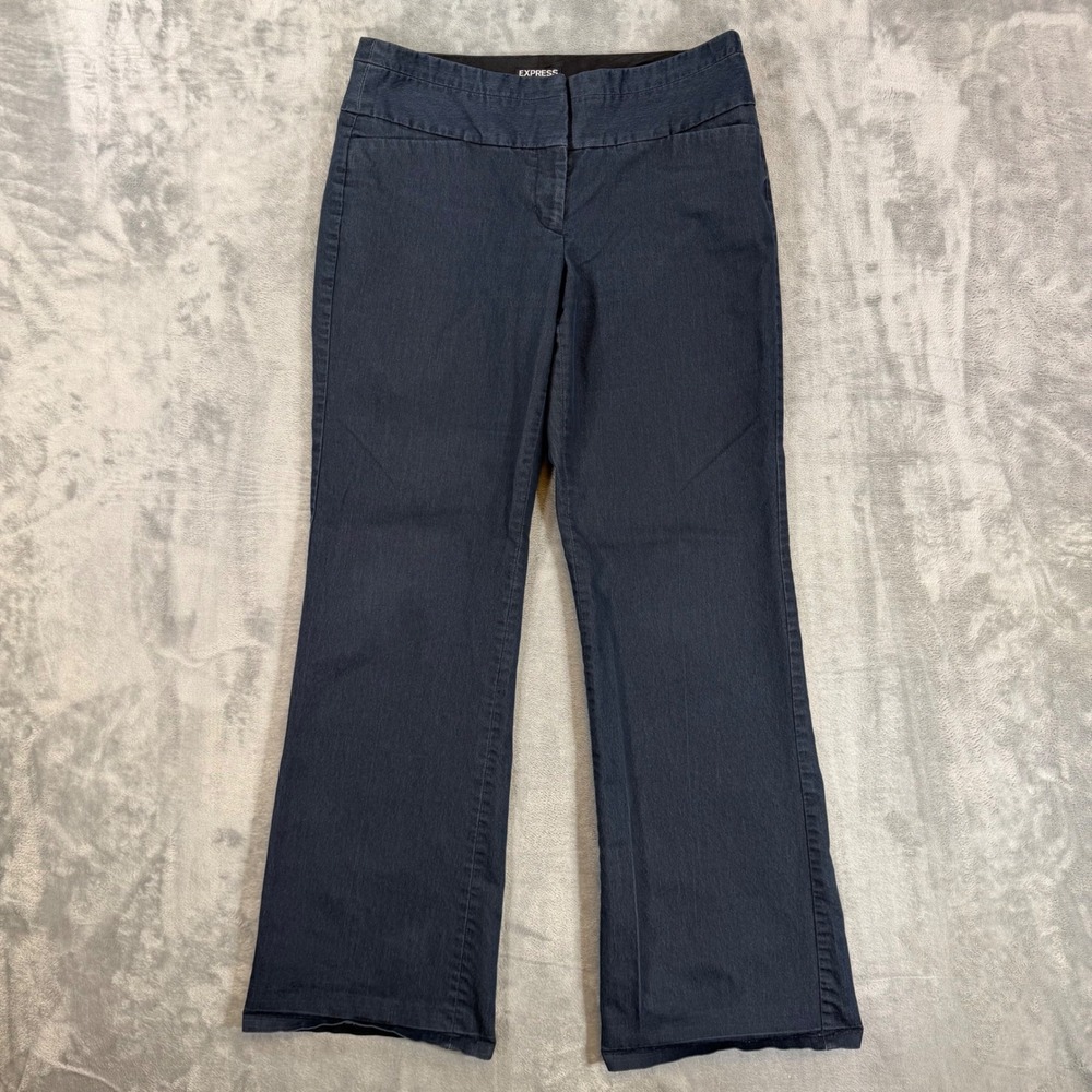 Express Editor Bootcut Dress Pants Womens Size 8 R Navy Blue Stretch Chambray
